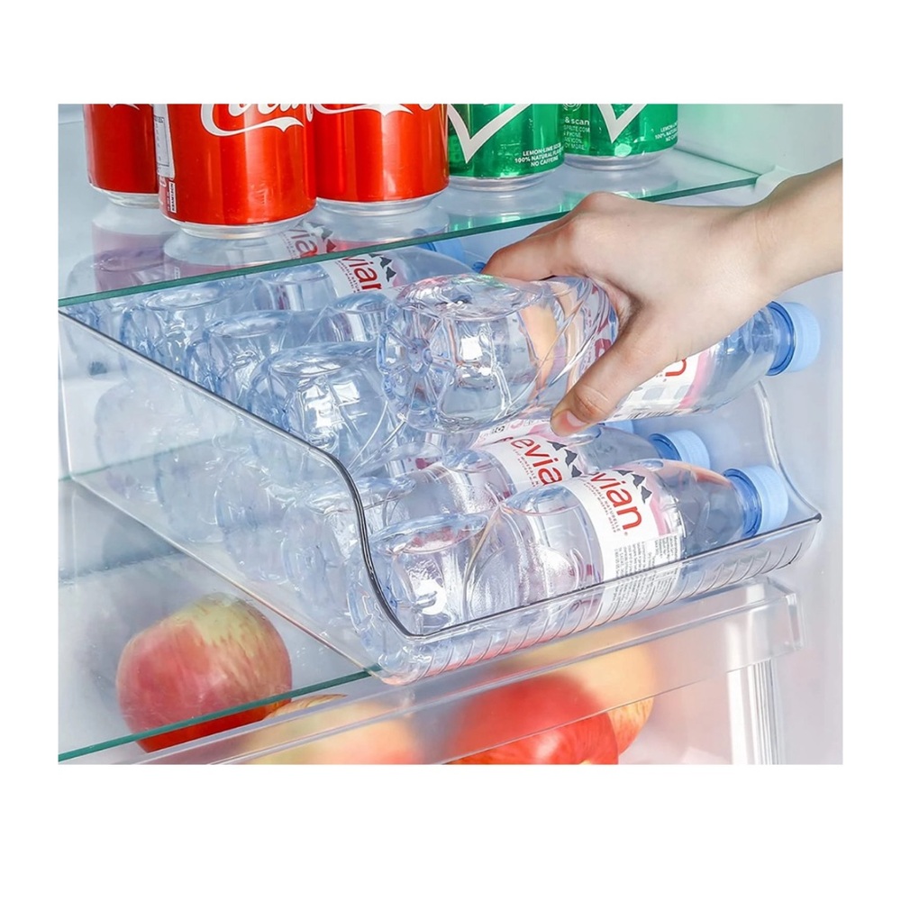 IDESIGN Recycled Plastic Water Bottle Fridge Organizer Bin, Clear Plastic Holds
